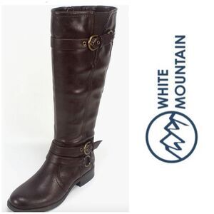 WHITE MOUNTAIN - NWTIB - L Sz 6.5 (Wide Calf) Faux Leather Riding Boot in Brown